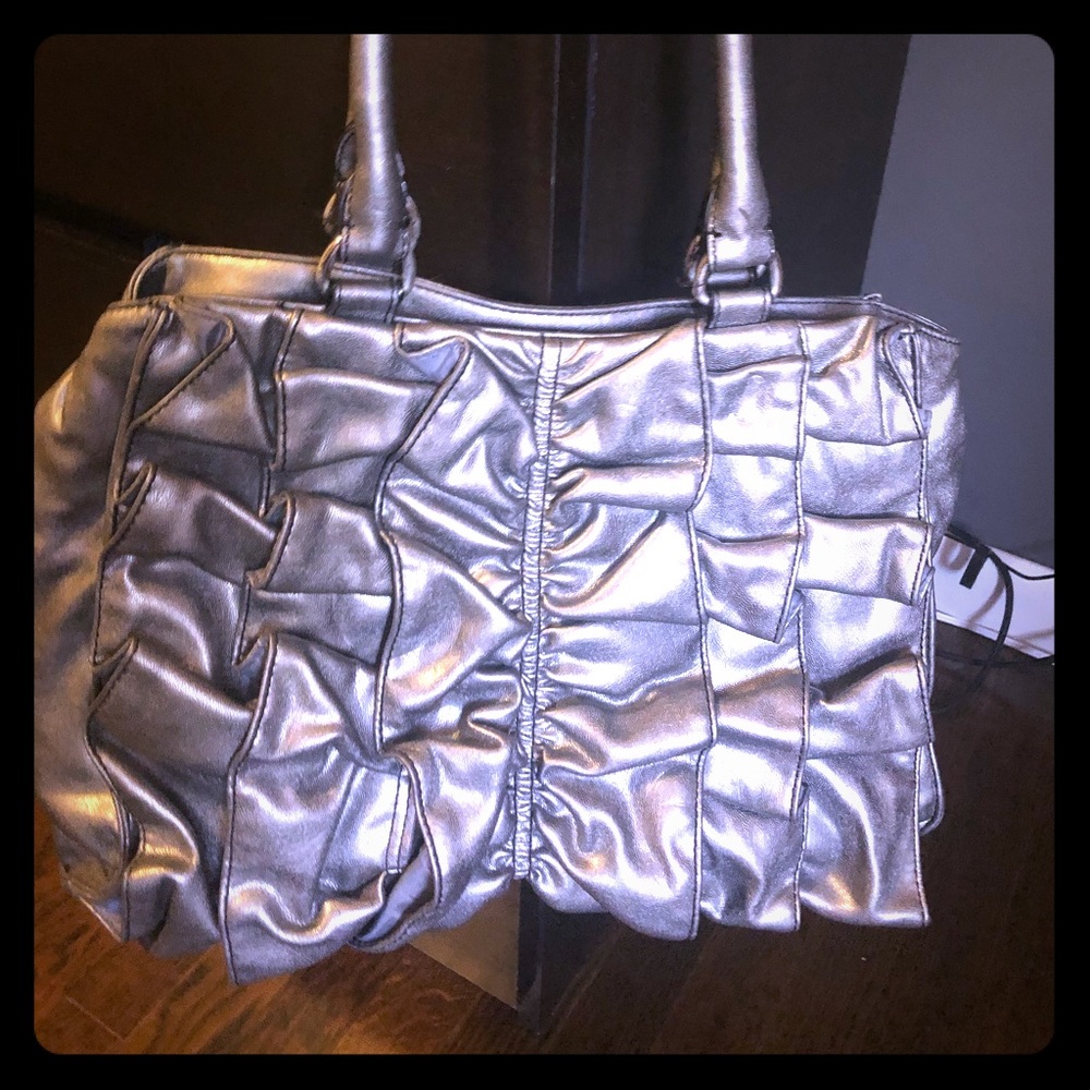 Nine and Co silver gray ruffle purse